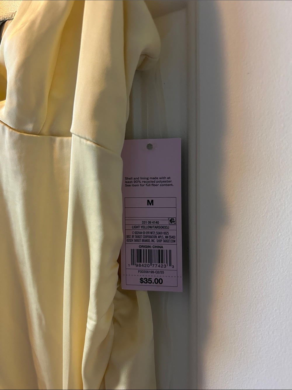 wild fable Pale Yellow Satin V-Neck Dress - Picture 3 of 4